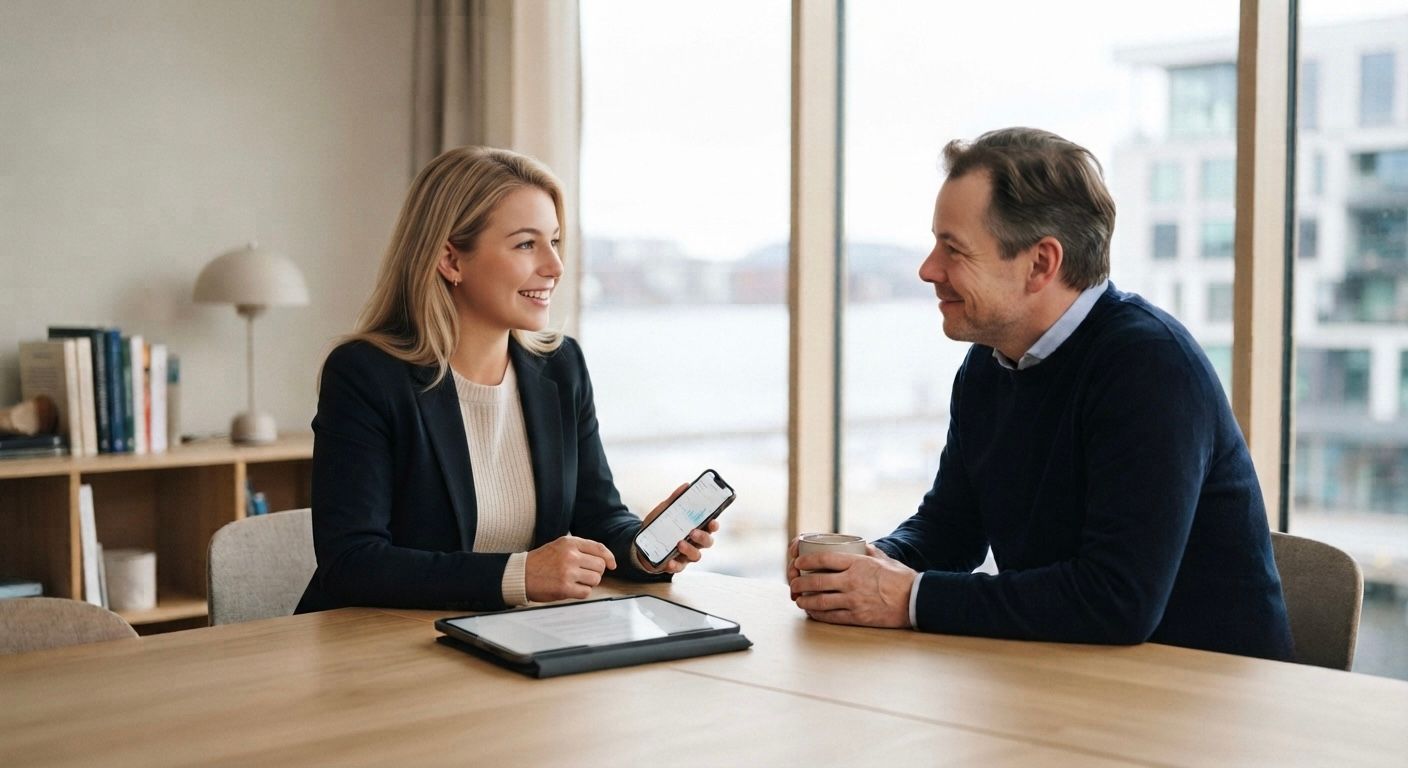 En illustrasjon av arbeidstaker og arbeidsgiver som diskuterer ferietrekk.