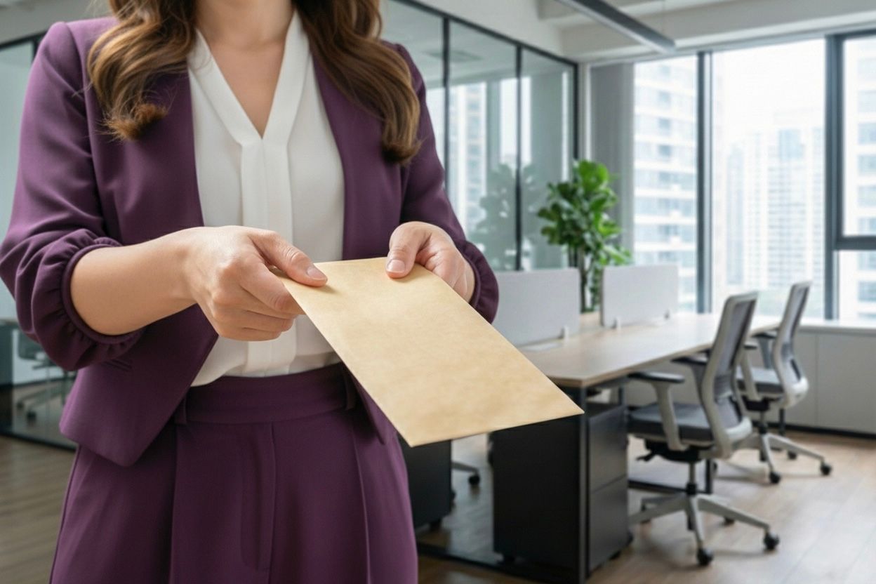Bedriftsleder som overrekker skriftlig oppsigelse