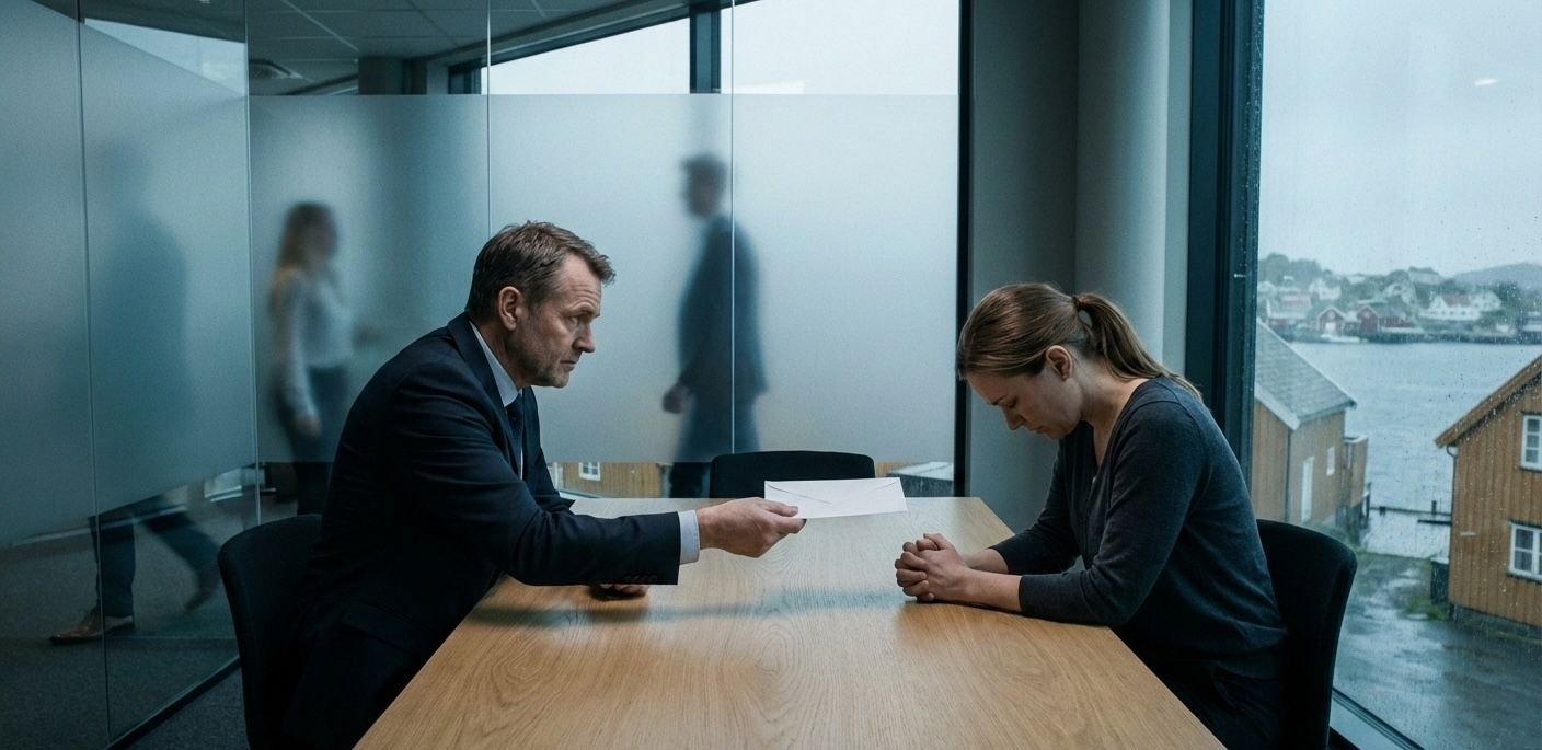 Bedriftsleder som overrekker skriftlig advarsel til arbeidstaker
